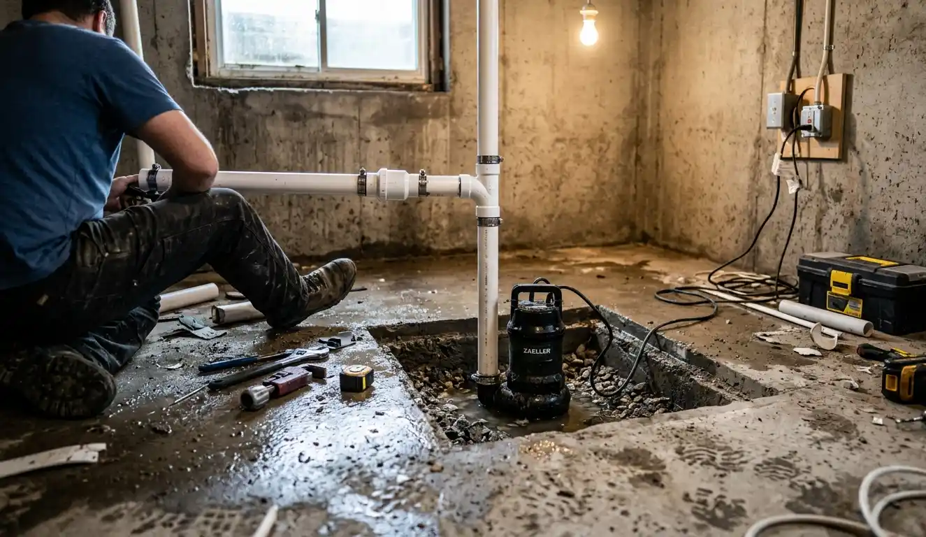 Orangeville-sump-pump-installation-basement